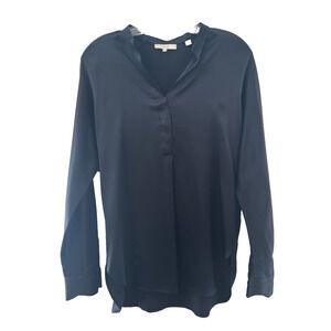 Vince Women's Navy Blue 100% Silk V-Neck Blouse Size XS
